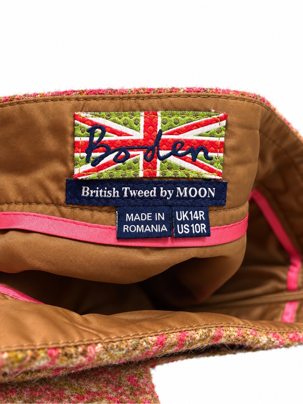 Boden Brown and Pink Plaid Wool Mini Skirt - Picture 3 of 3
